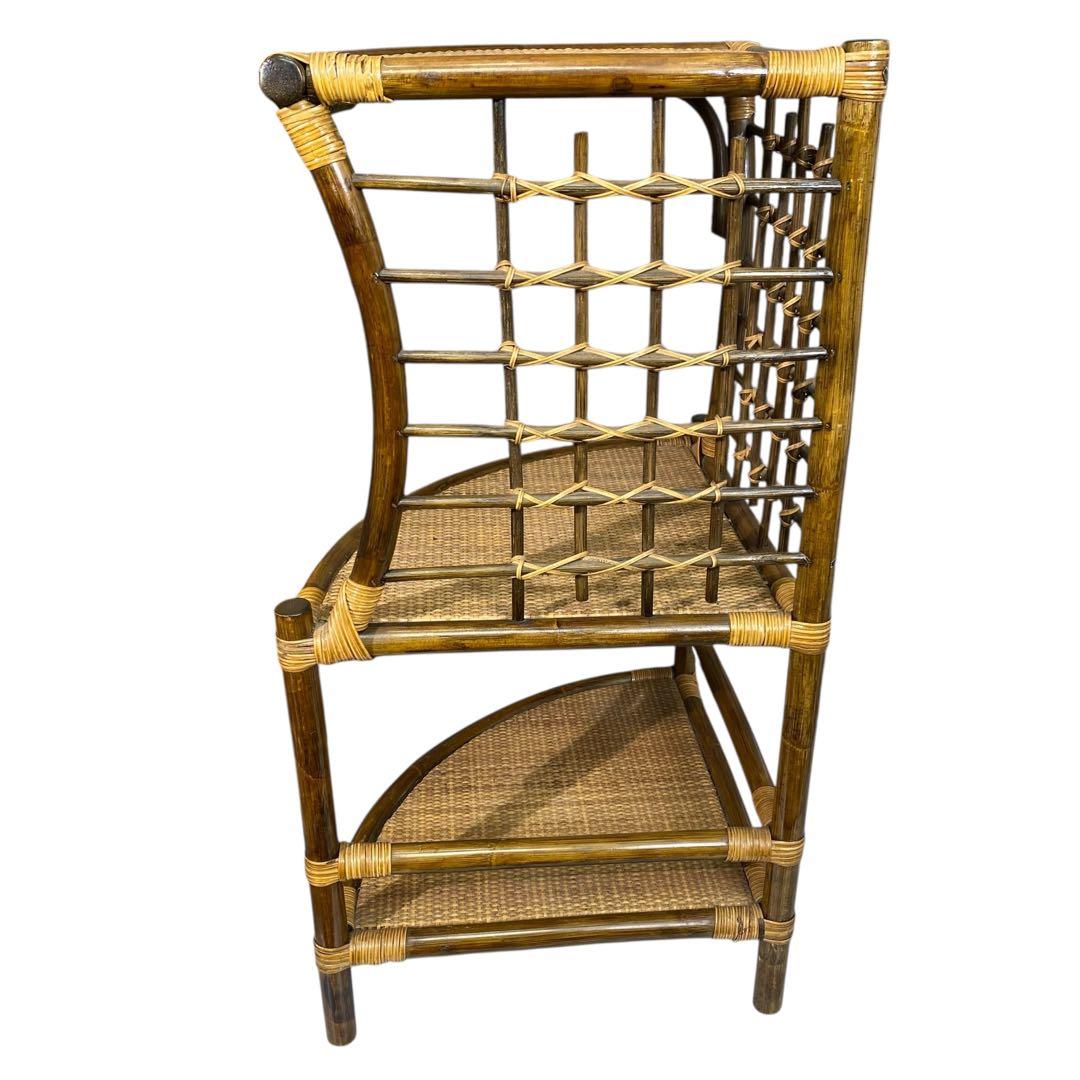 3段ラタンシェルフ 籐のコーナーラック 籐家具 ラタン家具 ラタン棚