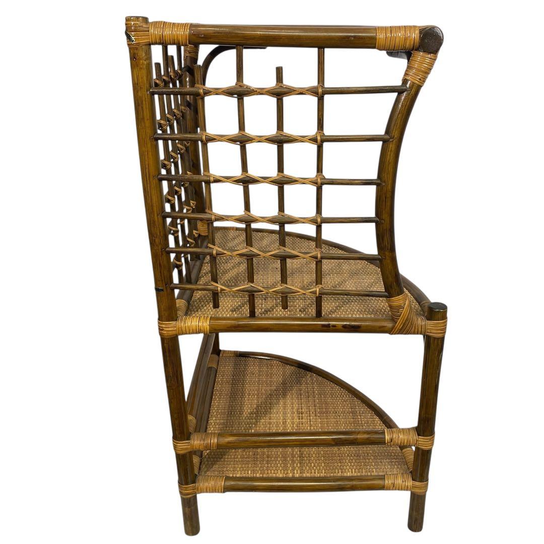 3段ラタンシェルフ 籐のコーナーラック 籐家具 ラタン家具 ラタン棚