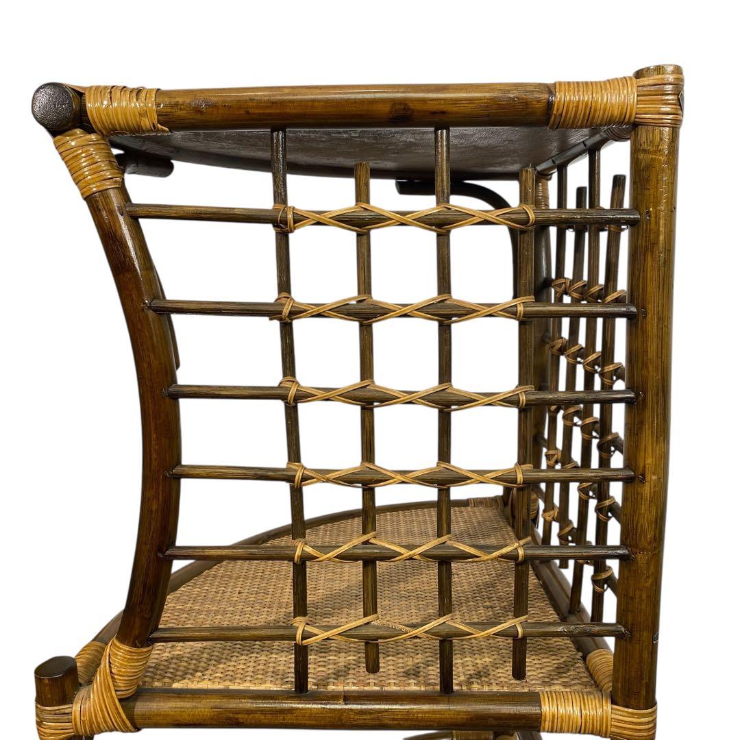 3段ラタンシェルフ 籐のコーナーラック 籐家具 ラタン家具 ラタン棚