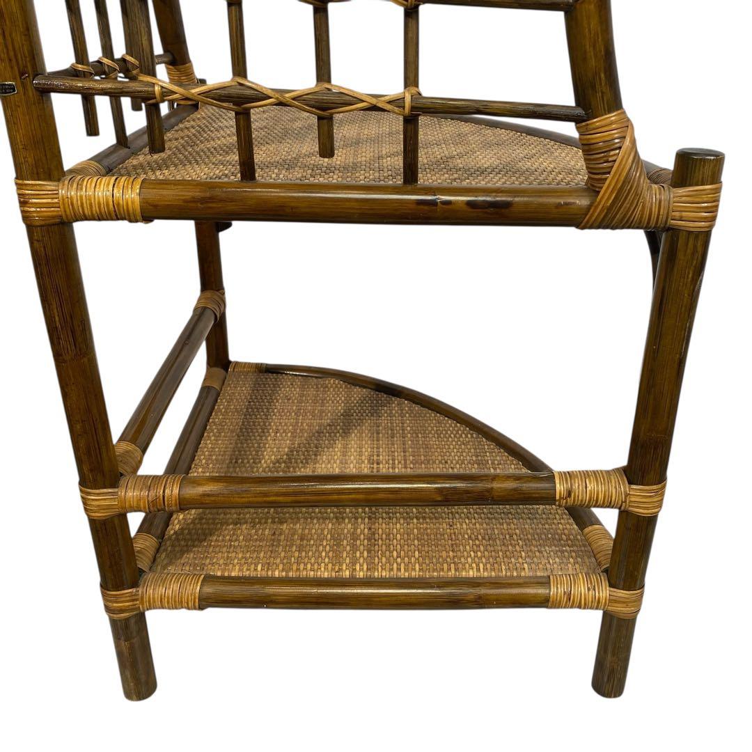 3段ラタンシェルフ 籐のコーナーラック 籐家具 ラタン家具 ラタン棚