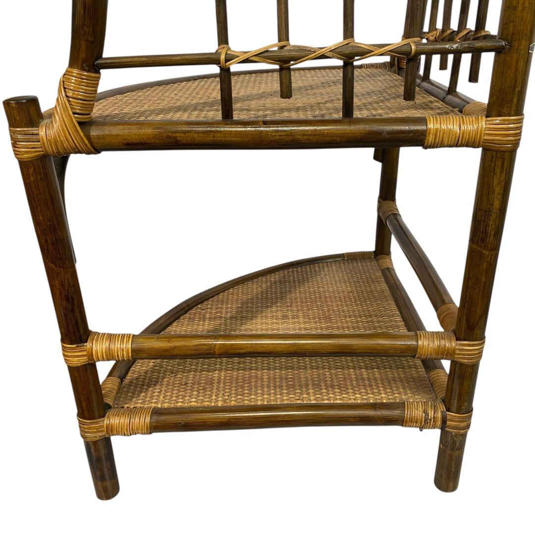 3段ラタンシェルフ 籐のコーナーラック 籐家具 ラタン家具 ラタン棚