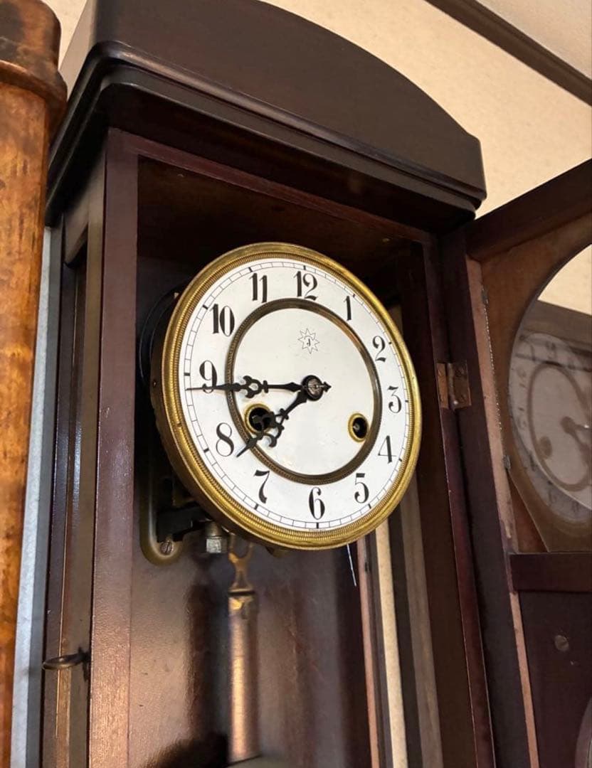 ドイツ製　ユンハンス　柱時計　掛け時計　古時計　アンティーク　琺瑯2