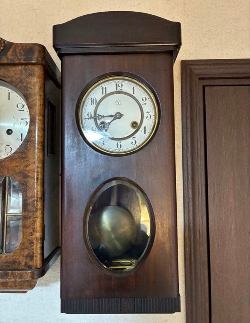 ドイツ製　ユンハンス　柱時計　掛け時計　古時計　アンティーク　琺瑯2