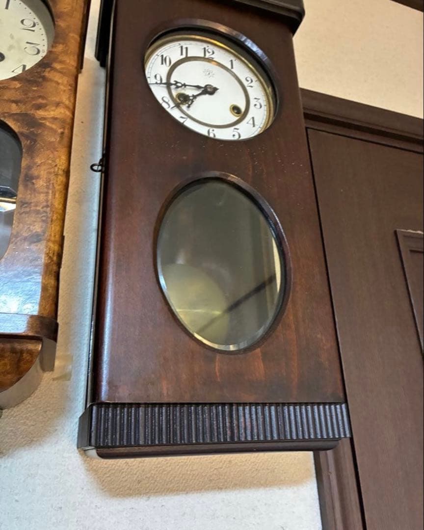 ドイツ製　ユンハンス　柱時計　掛け時計　古時計　アンティーク　琺瑯2