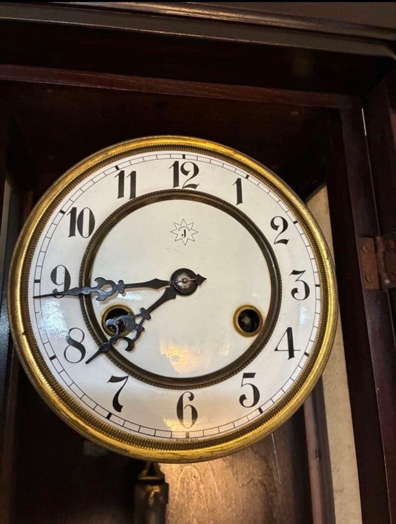 ドイツ製　ユンハンス　柱時計　掛け時計　古時計　アンティーク　琺瑯2
