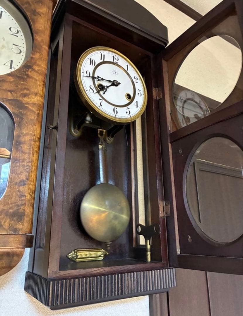 ドイツ製　ユンハンス　柱時計　掛け時計　古時計　アンティーク　琺瑯2