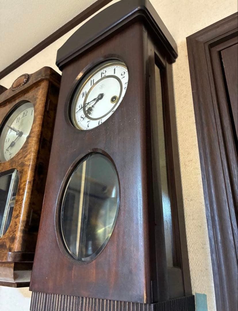 ドイツ製　ユンハンス　柱時計　掛け時計　古時計　アンティーク　琺瑯2