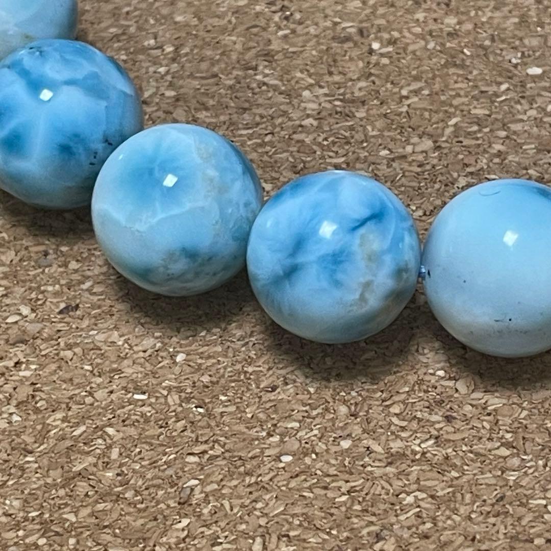 【ドミニカ産ラリマー】ブレスレット 12〜13㎜ 希少 天然石 癒し 海の宝石