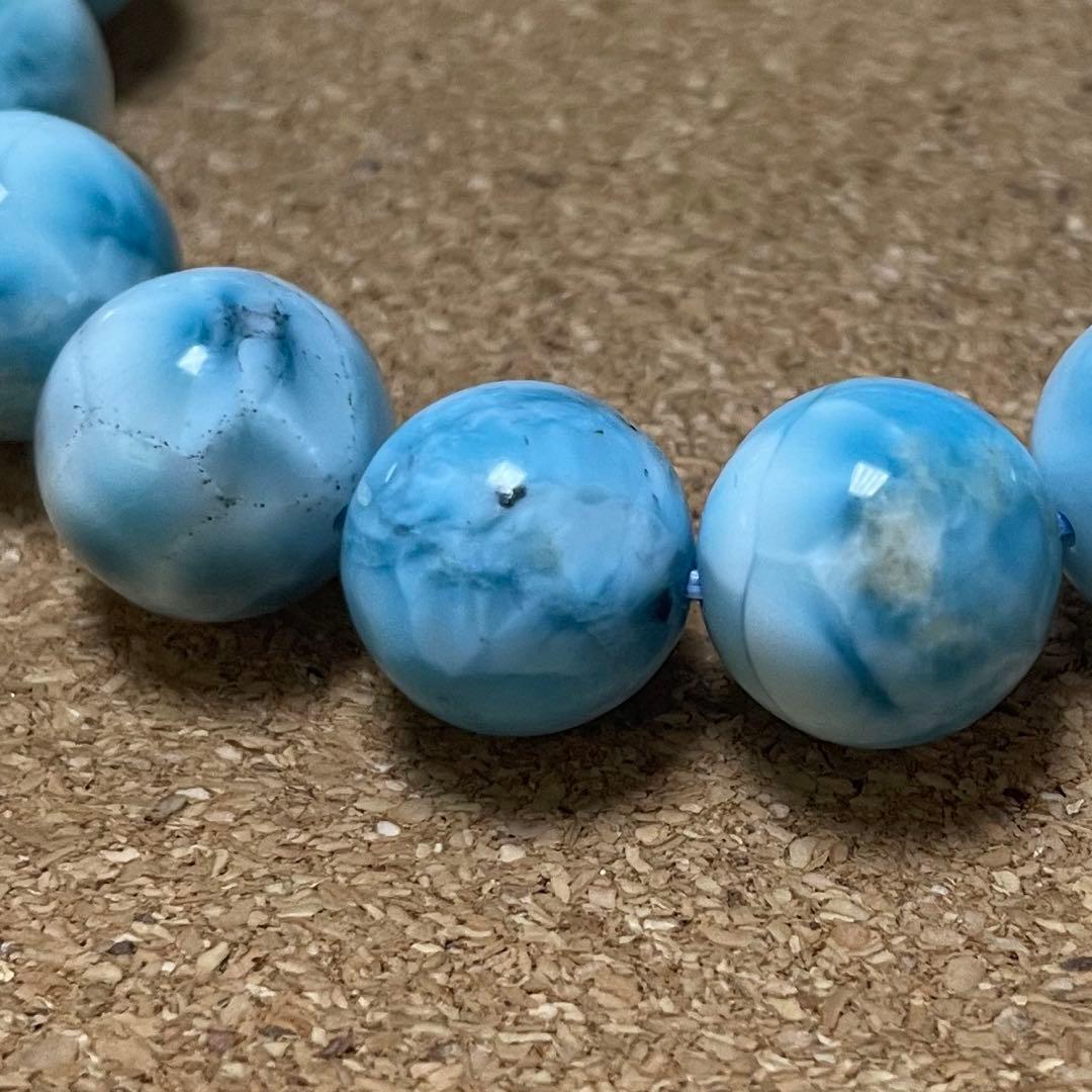 【ドミニカ産ラリマー】ブレスレット 12〜13㎜ 希少 天然石 癒し 海の宝石