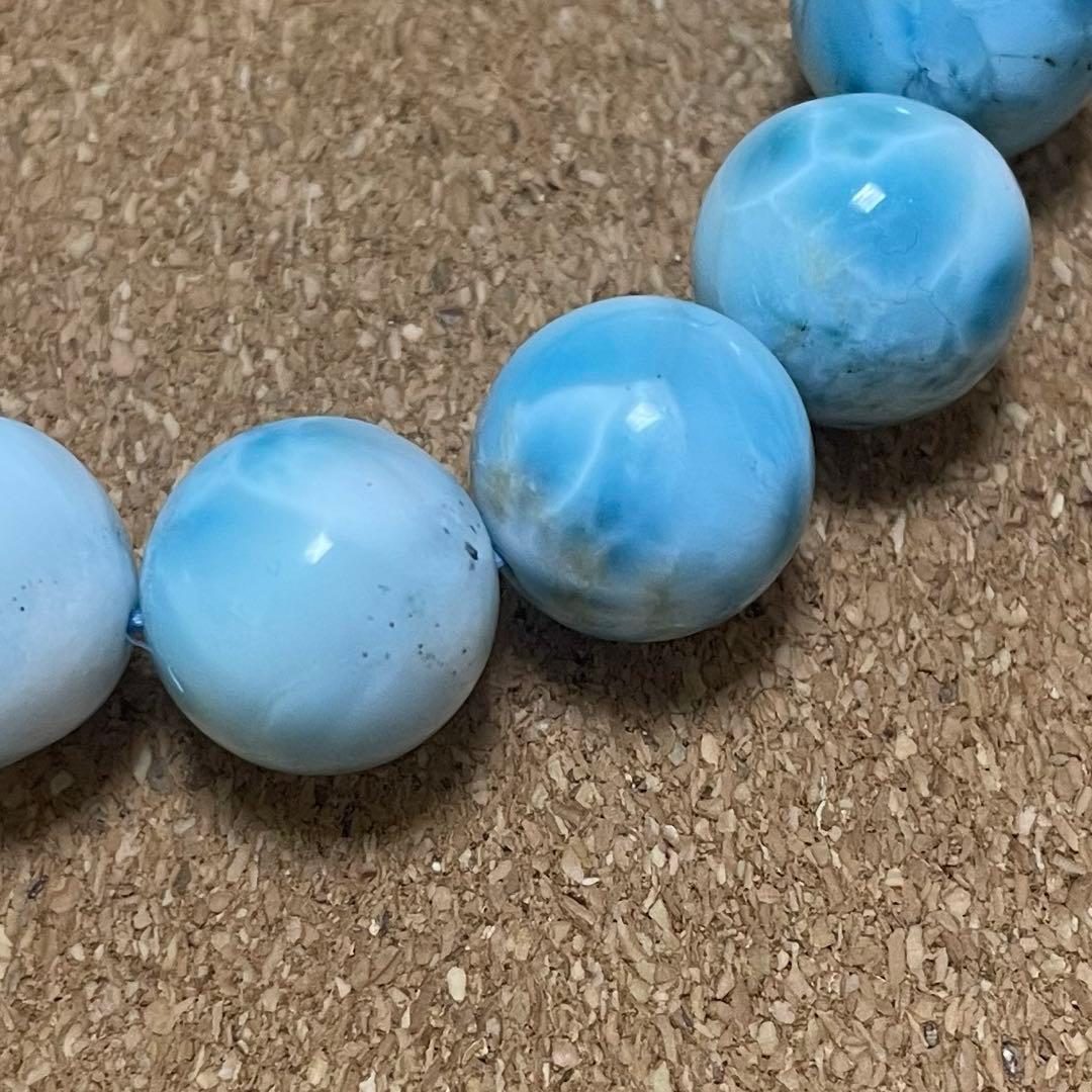 【ドミニカ産ラリマー】ブレスレット 12〜13㎜ 希少 天然石 癒し 海の宝石