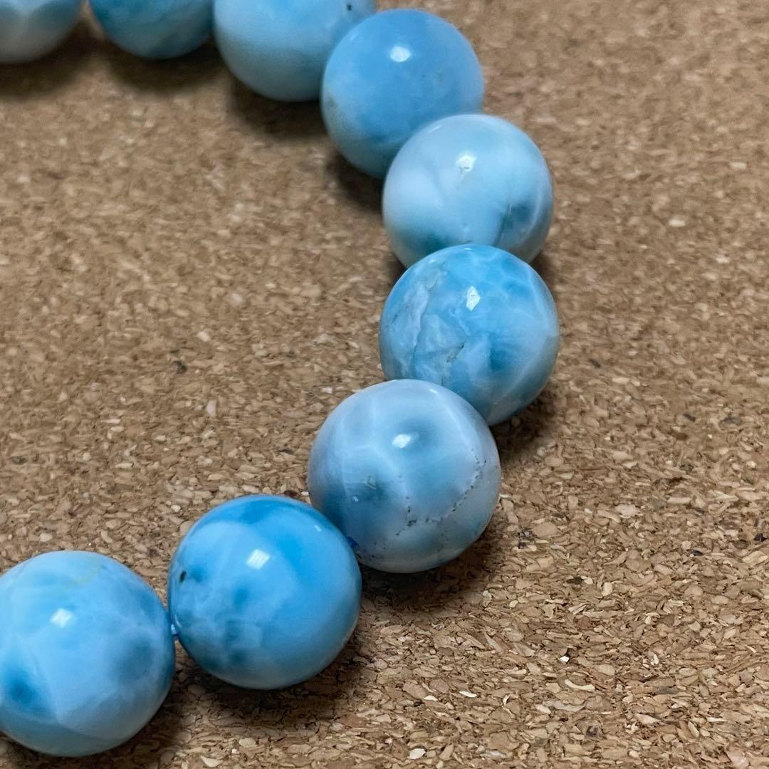 【ドミニカ産ラリマー】ブレスレット 12〜13㎜ 希少 天然石 癒し 海の宝石