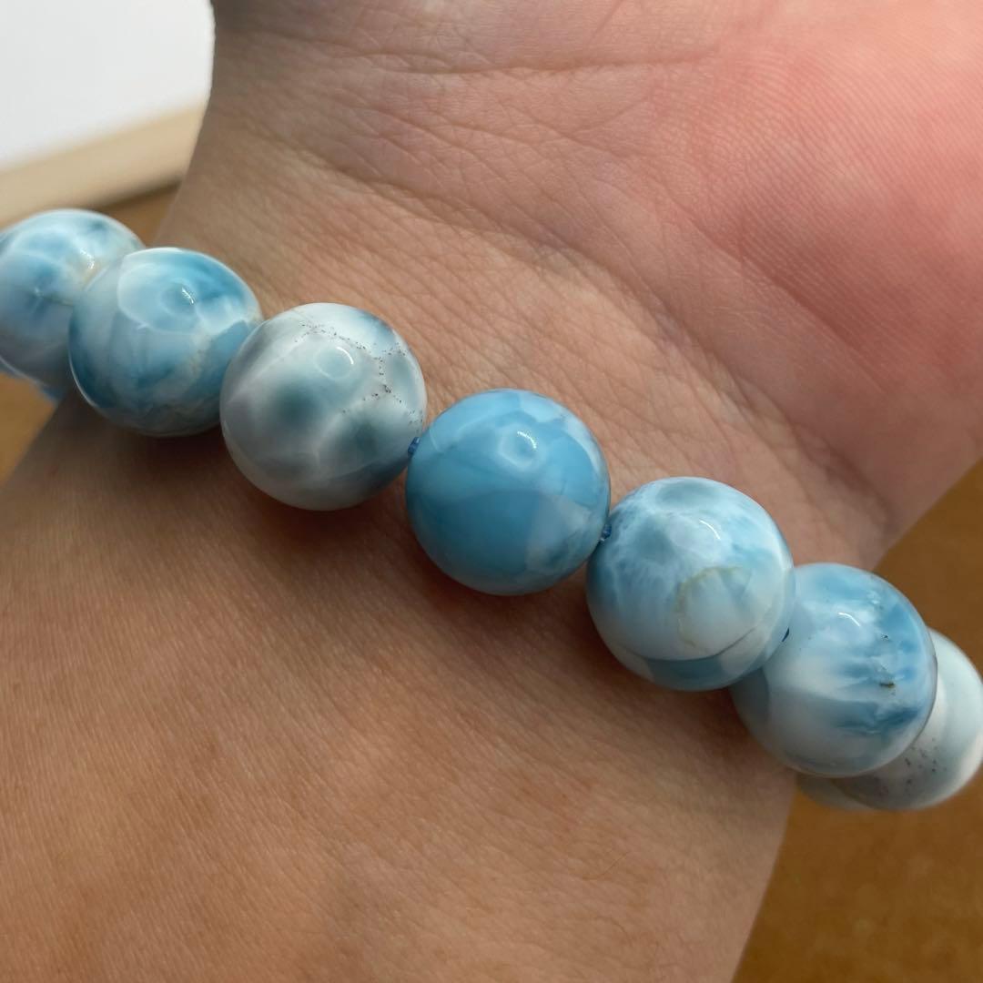 【ドミニカ産ラリマー】ブレスレット 12〜13㎜ 希少 天然石 癒し 海の宝石