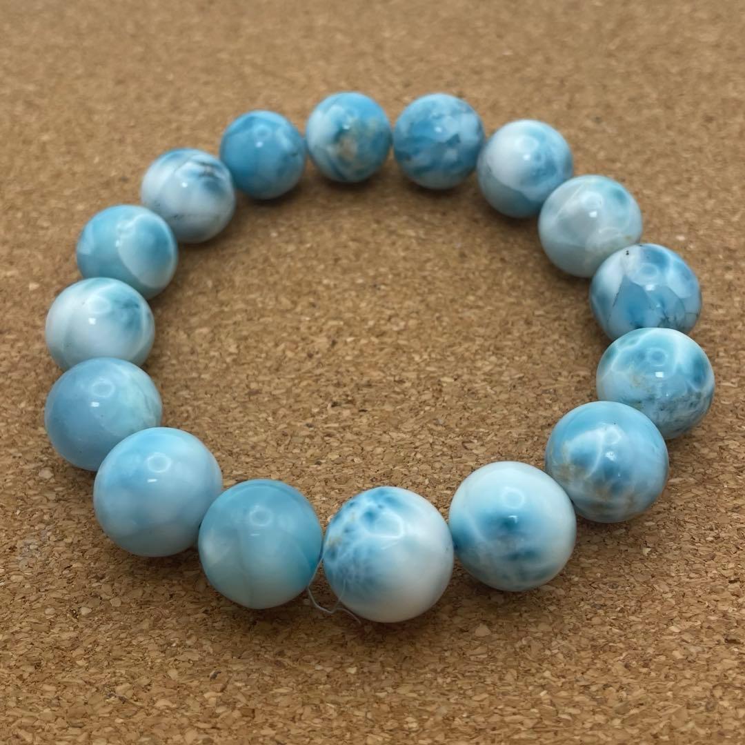 【ドミニカ産ラリマー】ブレスレット 12〜13㎜ 希少 天然石 癒し 海の宝石
