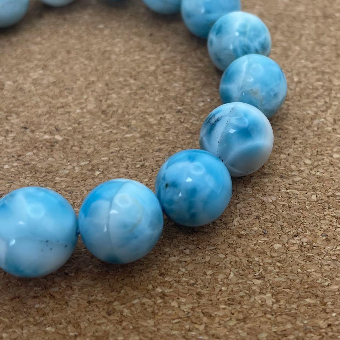 【ドミニカ産ラリマー】ブレスレット 12〜13㎜ 希少 天然石 癒し 海の宝石