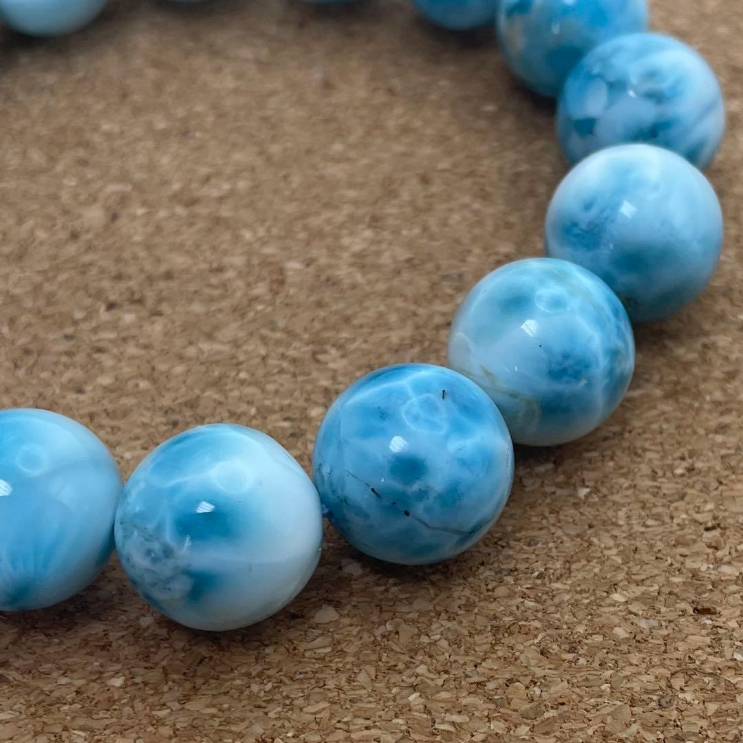 【ドミニカ産ラリマー】ブレスレット 12〜13㎜ 希少 天然石 癒し 海の宝石