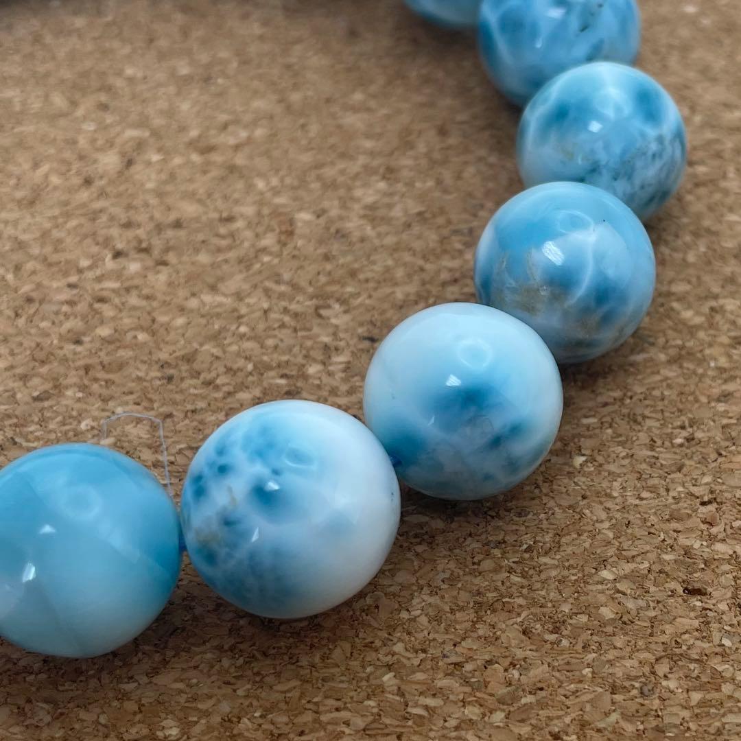 【ドミニカ産ラリマー】ブレスレット 12〜13㎜ 希少 天然石 癒し 海の宝石