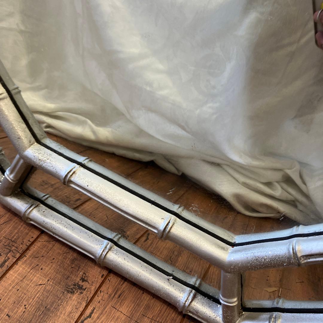 アンティーク 8角形 ラメ 装飾 9面 壁掛け鏡 ウォールミラー 姿見