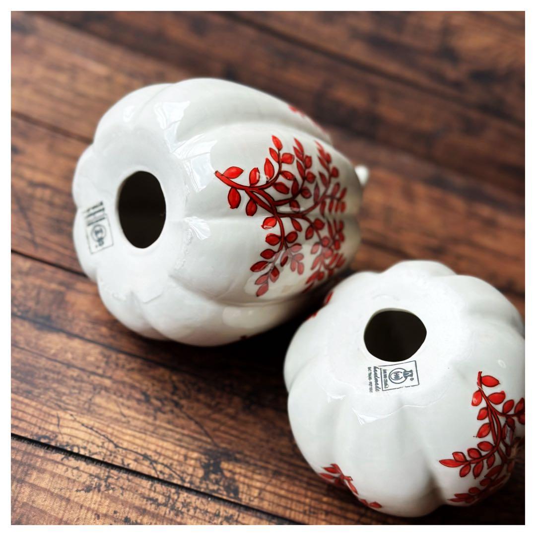 新品 ベトナム バッチャン焼き かぼちゃの置物 2個