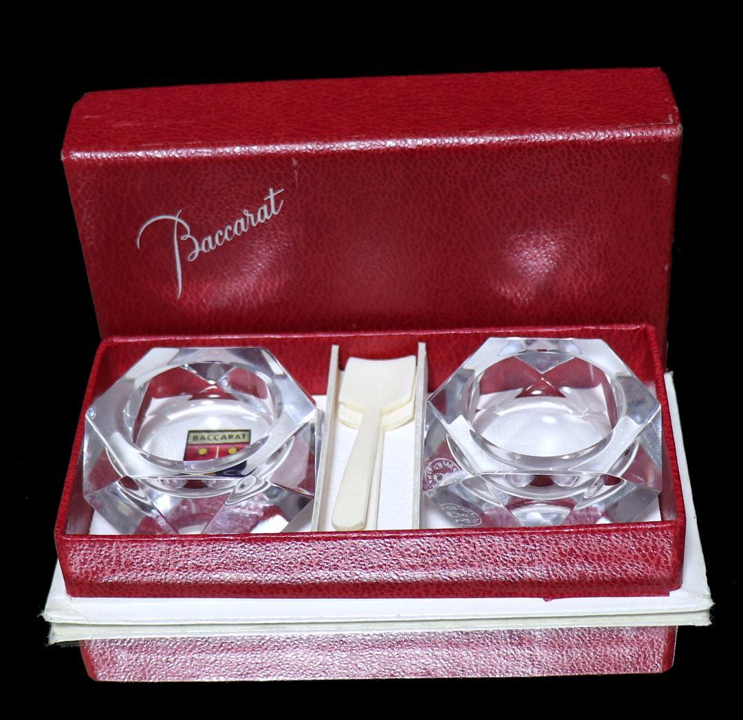 オールド・バカラ未使用 デットストック 調味料入れ 2個 ソルトスプーン 箱付属