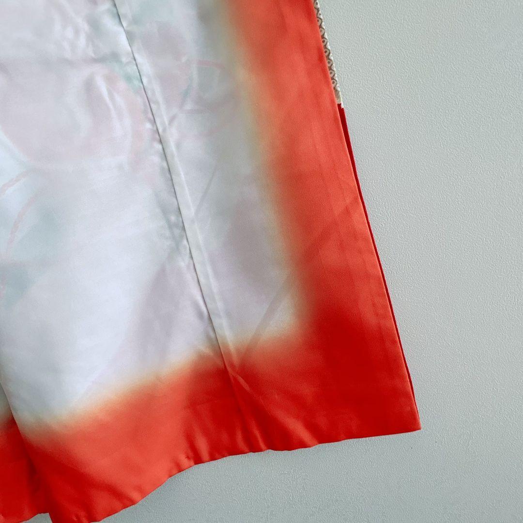 七五三７歳女の子　セット　着物　サーモンピンク　鶴　52338