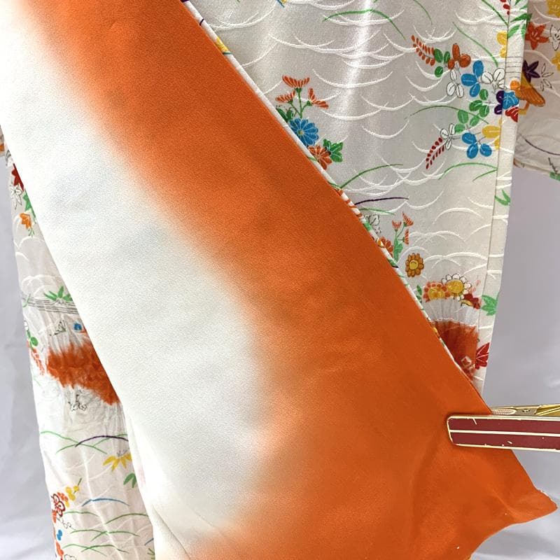 407ag11,小物類付き□七五三 七歳 女児 着物&袋帯&長襦袢 部分絞り□