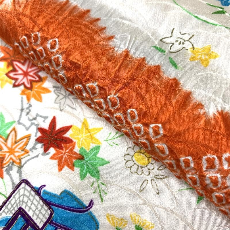 407ag11,小物類付き□七五三 七歳 女児 着物&袋帯&長襦袢 部分絞り□