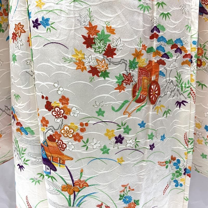 407ag11,小物類付き□七五三 七歳 女児 着物&袋帯&長襦袢 部分絞り□