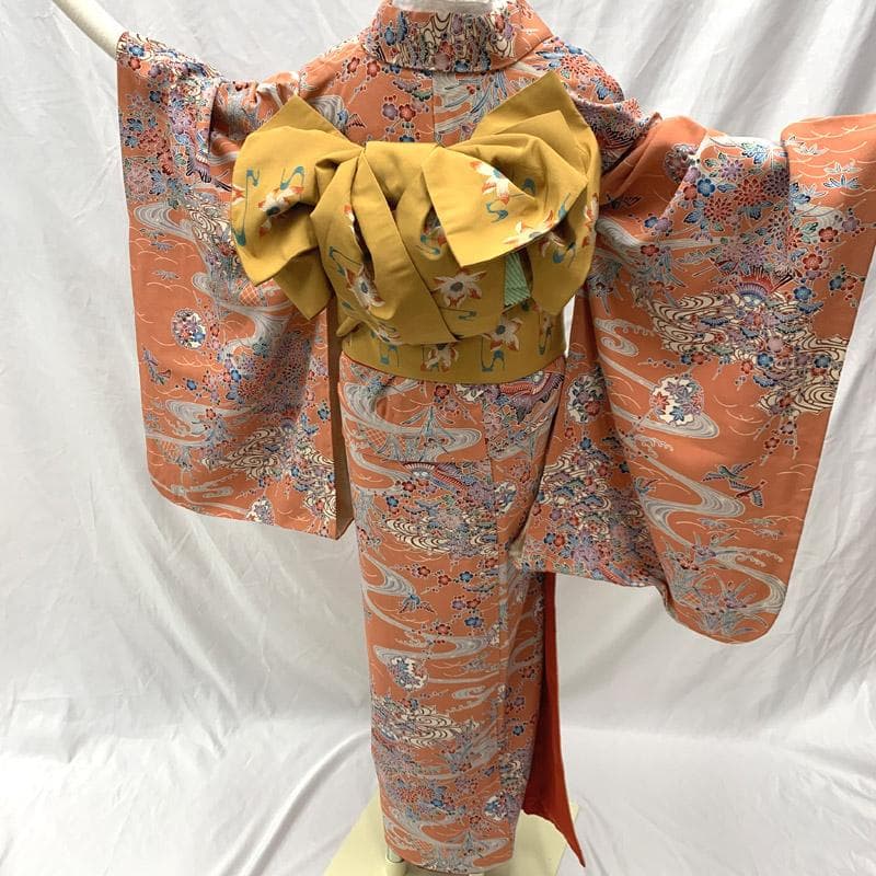 508ag29■キッズ着物&丸帯 踊り 稽古 七五三 付き添いコーデ■美品