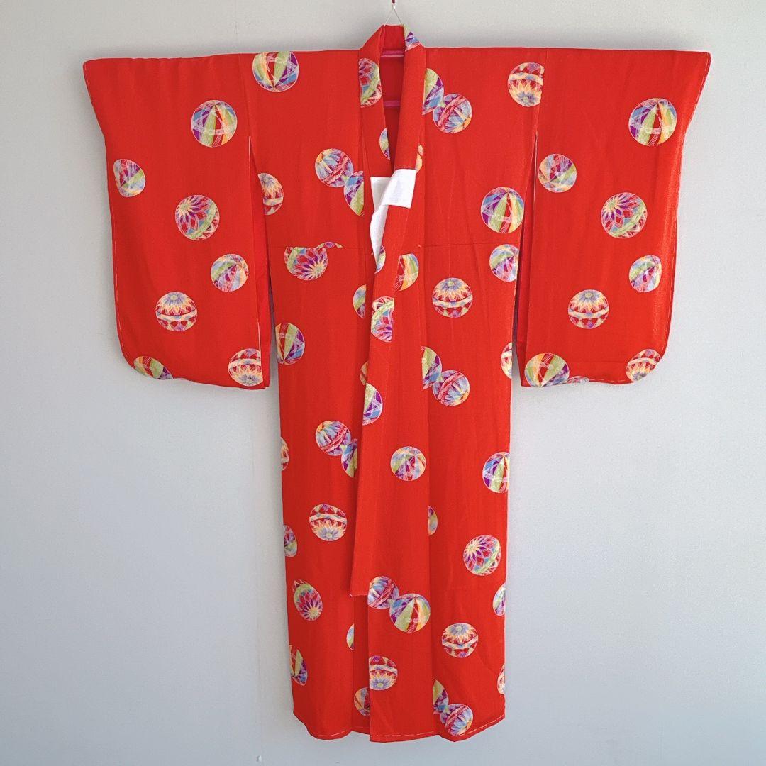 フルセット　七五三　7歳女の子　絹　朱色　毬　52395