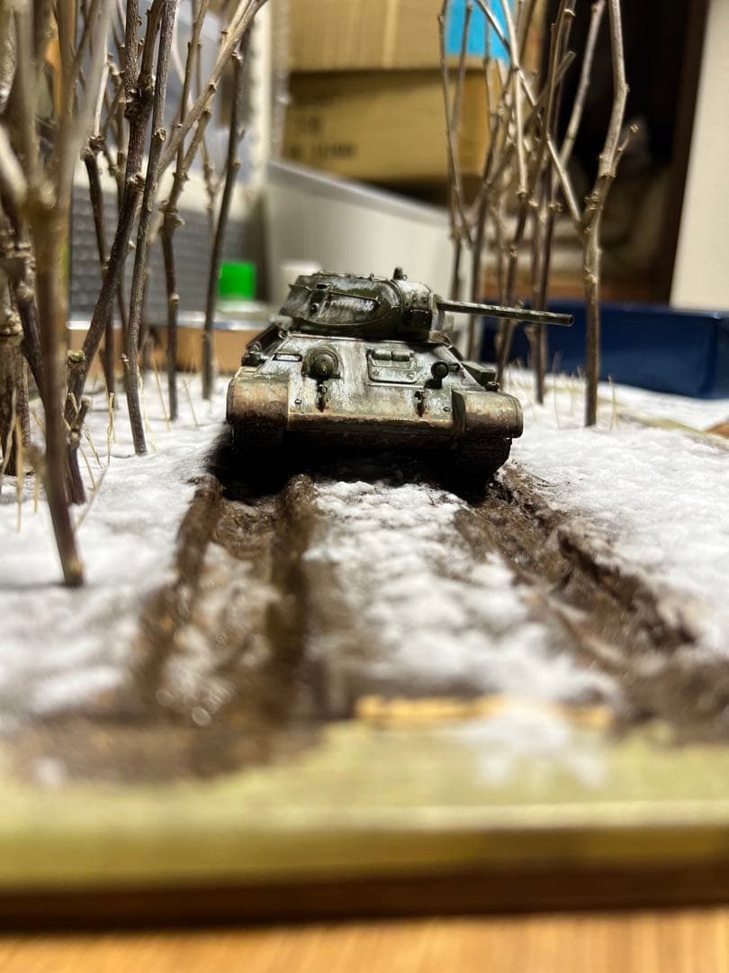 タミヤ1/48 T-34/76 ソ連戦車 ジオラマ仕立て