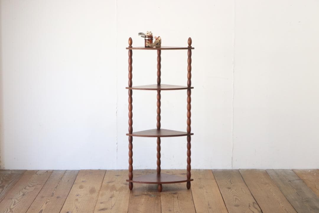 レトロ ナジコ コーナーシェルフ 4段 ラック 飾り棚 花台 電話台 組み立て