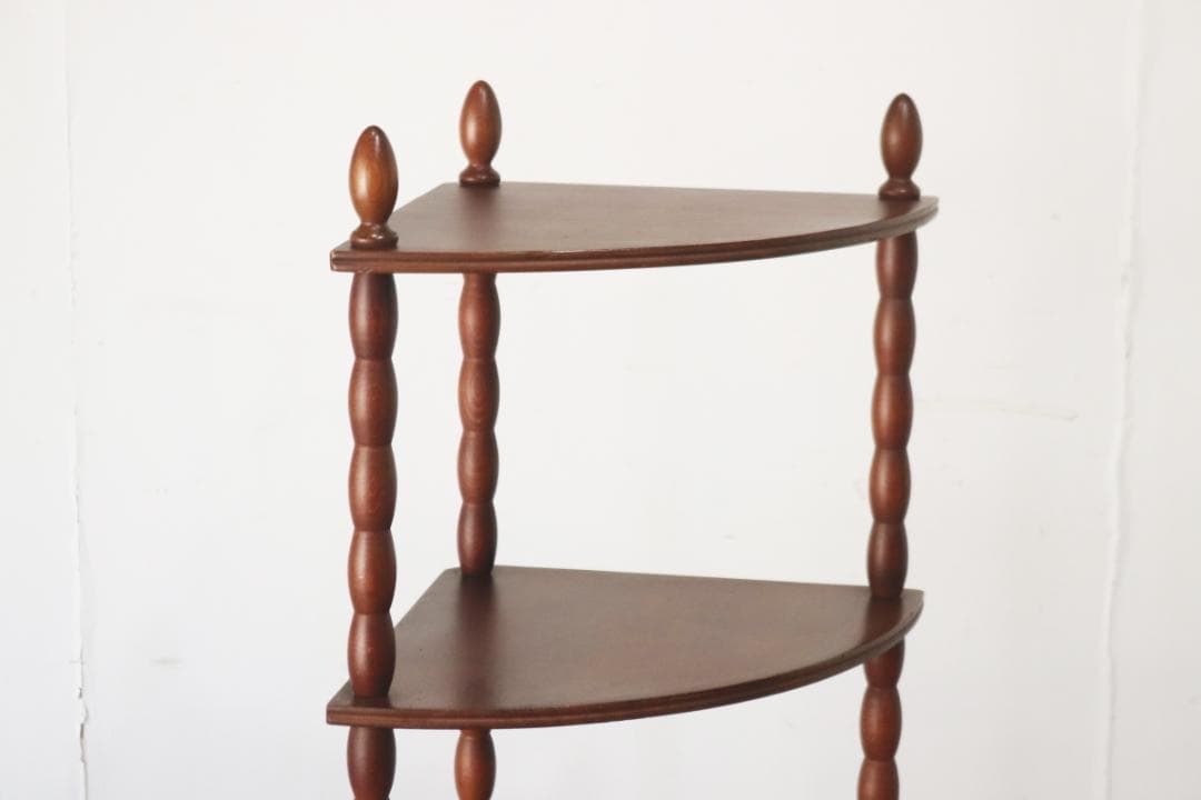 レトロ ナジコ コーナーシェルフ 4段 ラック 飾り棚 花台 電話台 組み立て