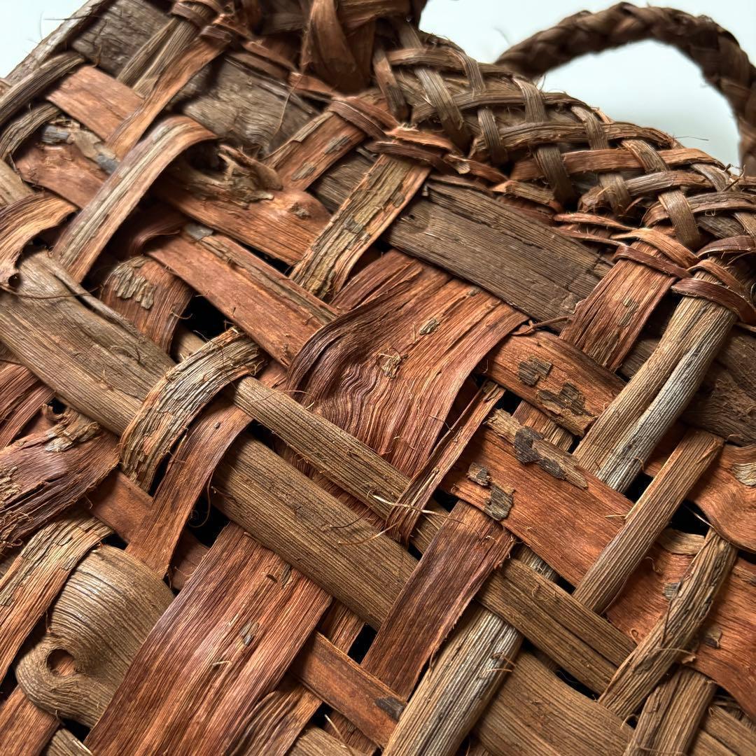 【国産】山葡萄　カゴバッグ　乱れ編み　編みっぱなし　手編み　職人　太ひご　新潟