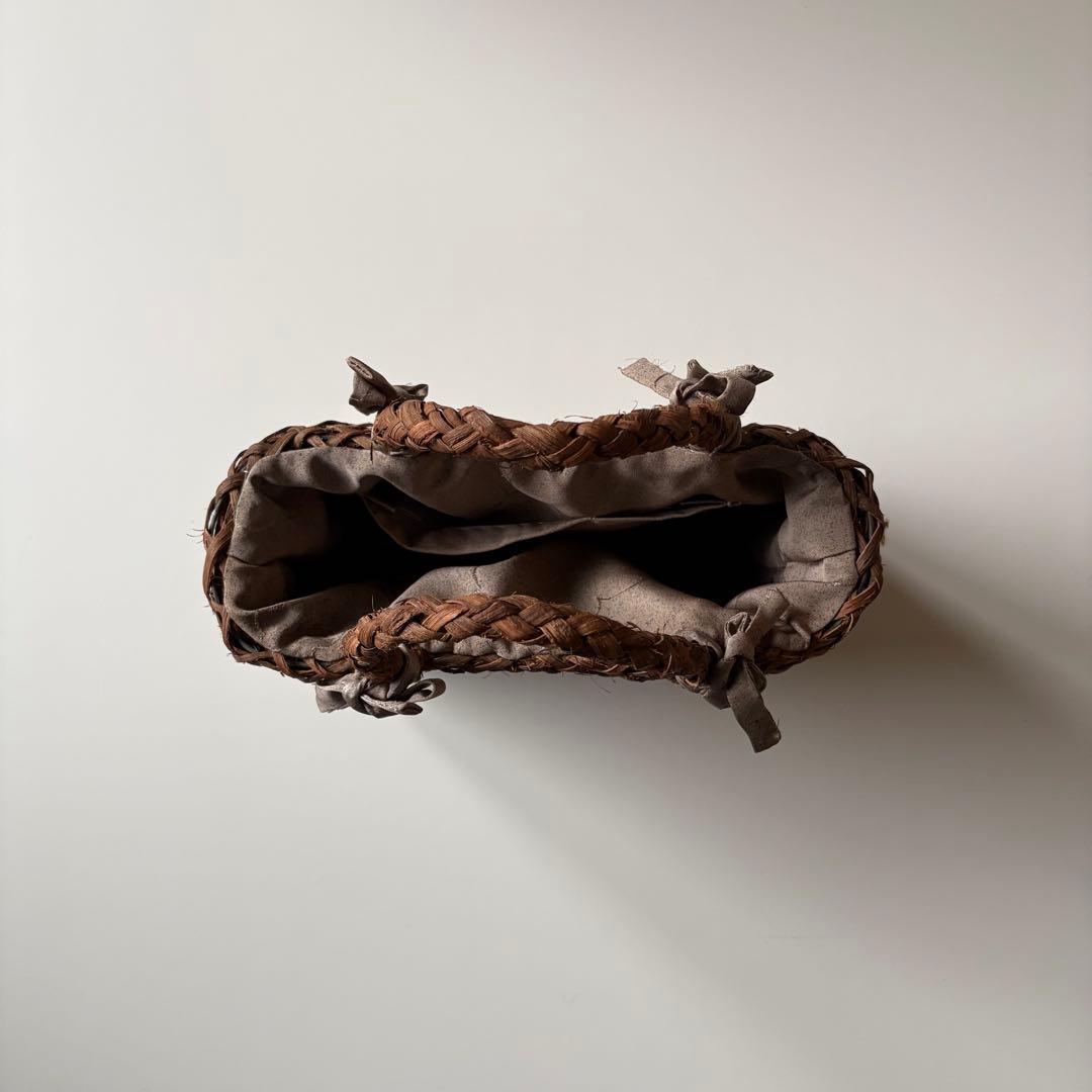 【国産】山葡萄　カゴバッグ　乱れ編み　編みっぱなし　手編み　職人　太ひご　新潟