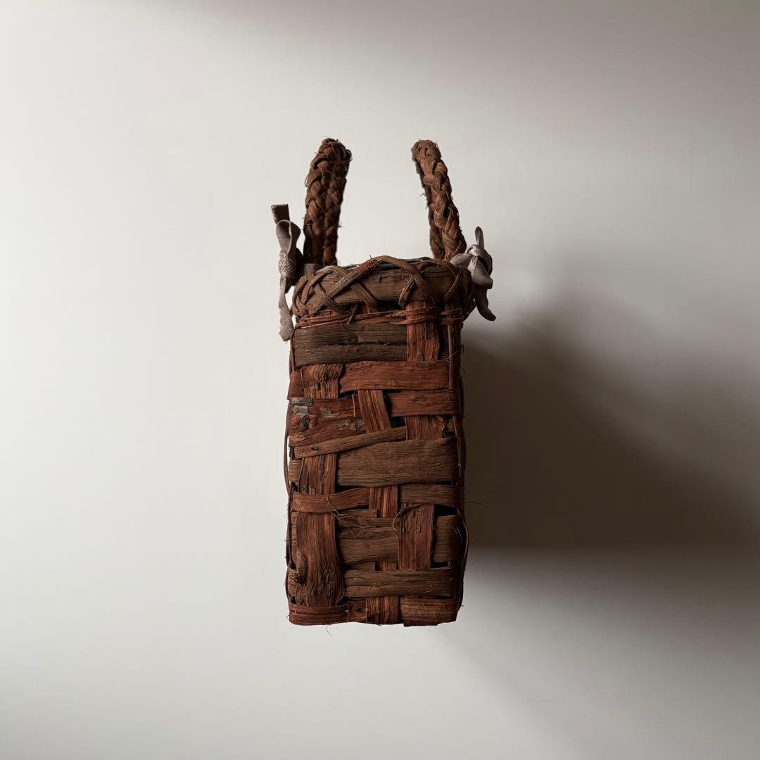 【国産】山葡萄　カゴバッグ　乱れ編み　編みっぱなし　手編み　職人　太ひご　新潟