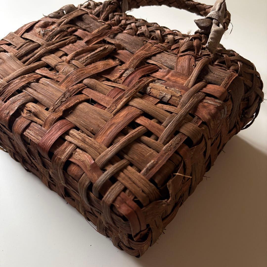 【国産】山葡萄　カゴバッグ　乱れ編み　編みっぱなし　手編み　職人　太ひご　新潟
