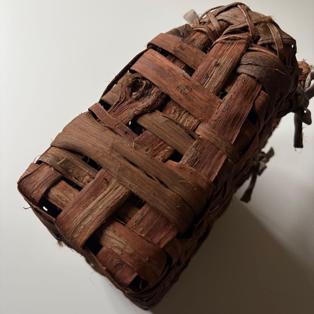 【国産】山葡萄　カゴバッグ　乱れ編み　編みっぱなし　手編み　職人　太ひご　新潟