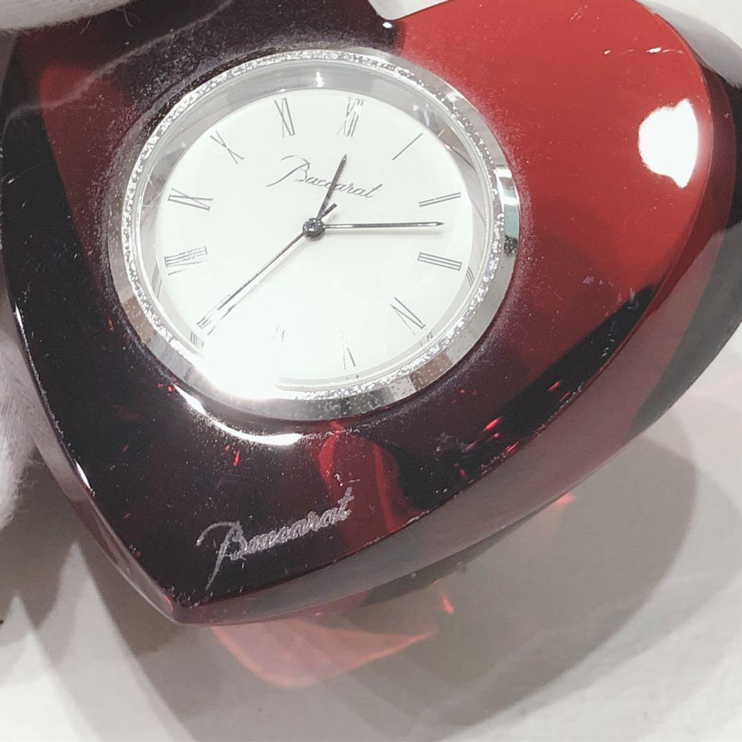 ☆Baccarat☆ バカラ 置き時計 ハート レッド ガラス素材 インテリア