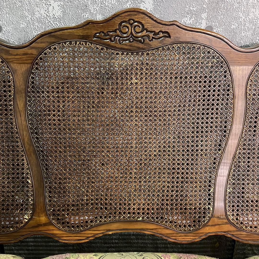 ꧁籐家具꧂3人掛けケーニングソファ ケインバック ラタン 籐編み フラワー 花柄