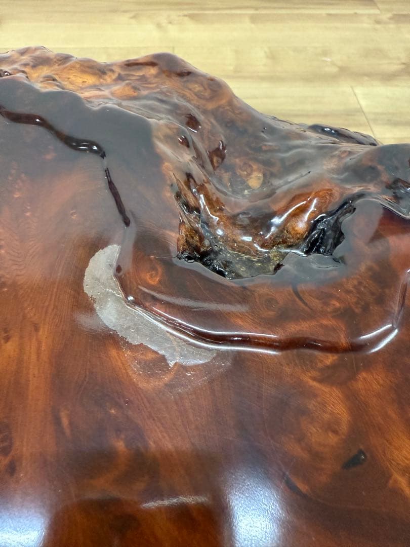 天然木 瘤木 一枚板 座卓 約120×90×厚7cm 伝統工芸品