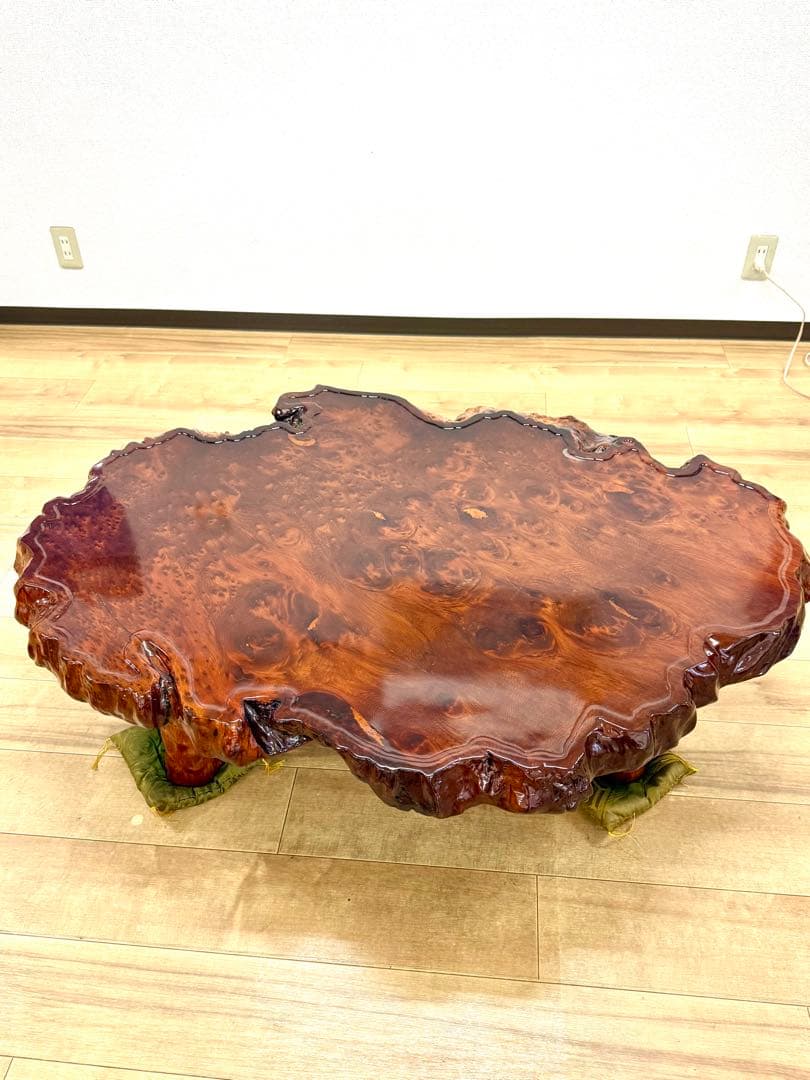 天然木 瘤木 一枚板 座卓 約120×90×厚7cm 伝統工芸品