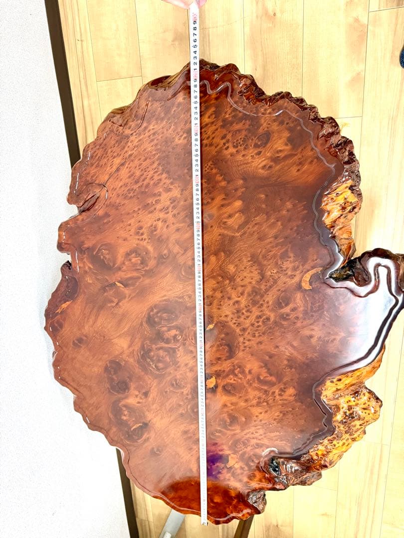 天然木 瘤木 一枚板 座卓 約120×90×厚7cm 伝統工芸品