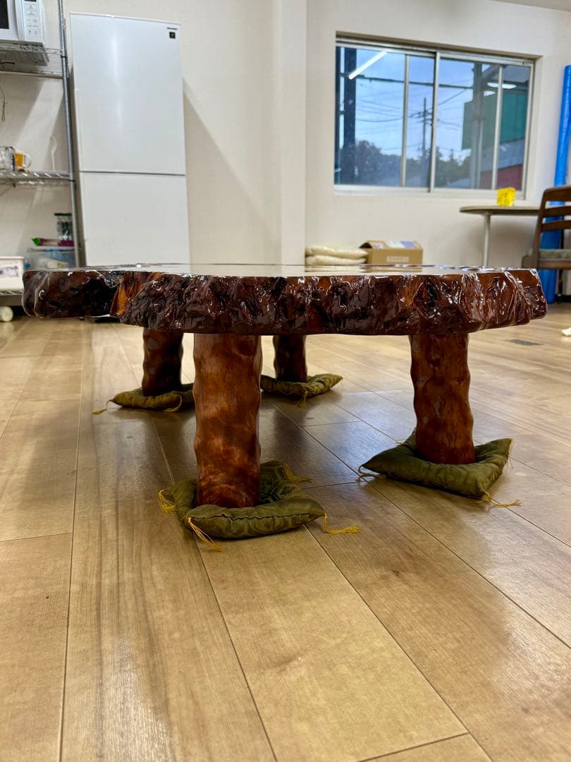 天然木 瘤木 一枚板 座卓 約120×90×厚7cm 伝統工芸品