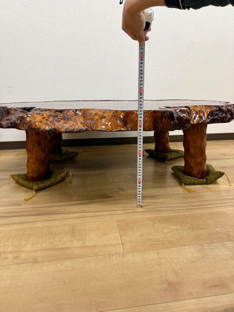 天然木 瘤木 一枚板 座卓 約120×90×厚7cm 伝統工芸品