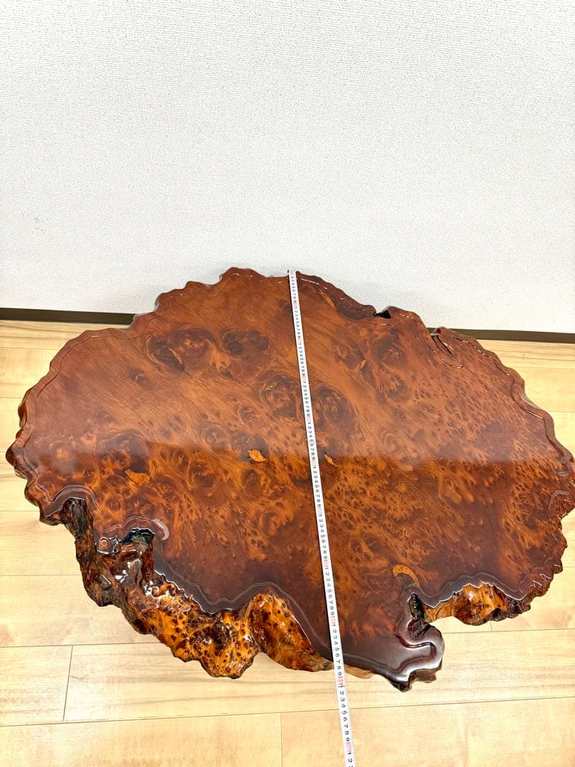 天然木 瘤木 一枚板 座卓 約120×90×厚7cm 伝統工芸品
