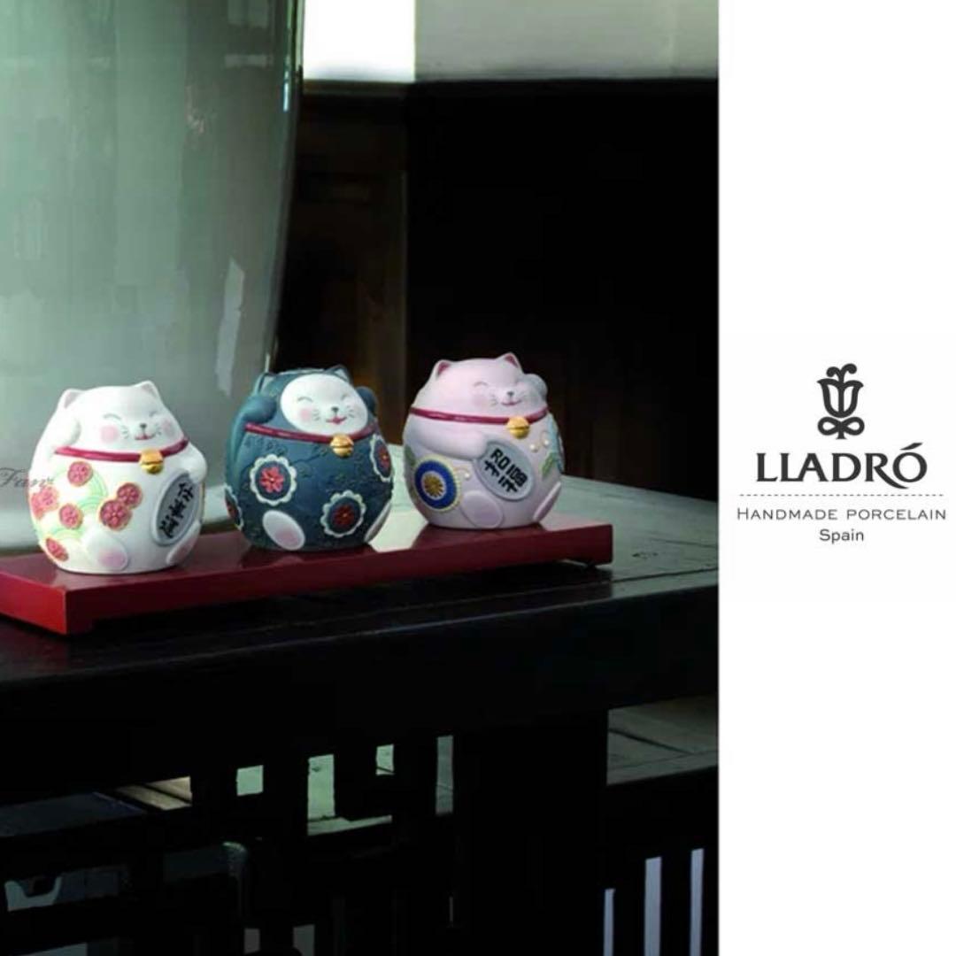 美品☆リヤドロ 招き猫 金運 幸運 開運 良縁 商売繁盛 縁起物 LLADRO