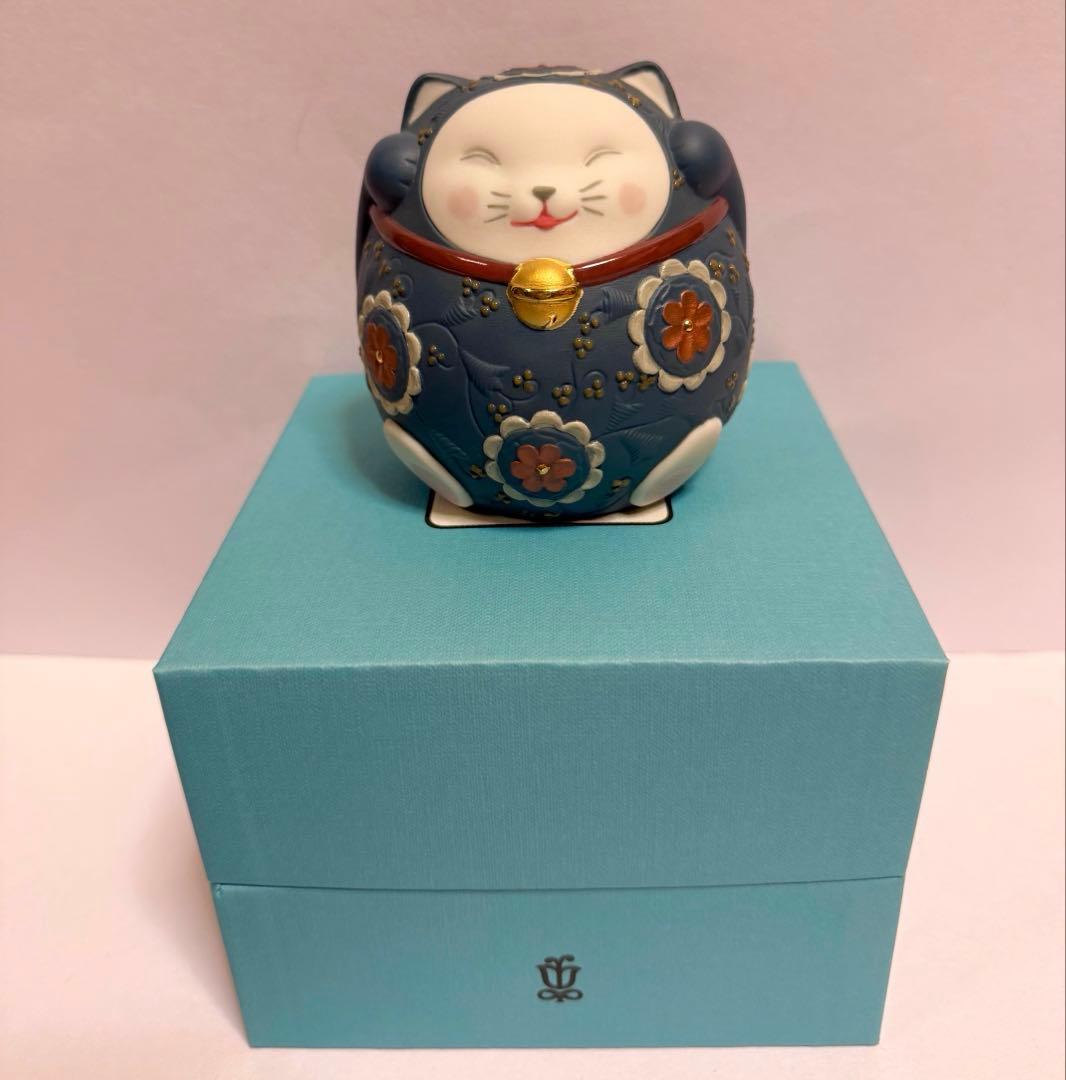 美品☆リヤドロ 招き猫 金運 幸運 開運 良縁 商売繁盛 縁起物 LLADRO