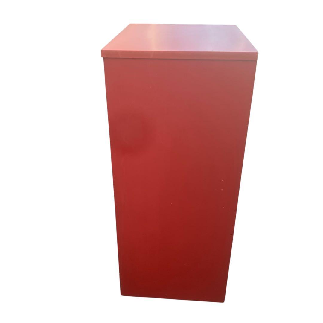 チェスト　昭和レトロ ホワイト×レッド タンス 5段 引き出し収納 整理タンス