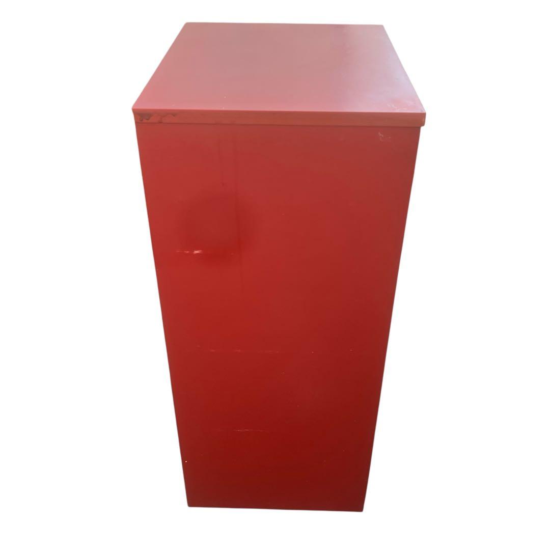 チェスト　昭和レトロ ホワイト×レッド タンス 5段 引き出し収納 整理タンス