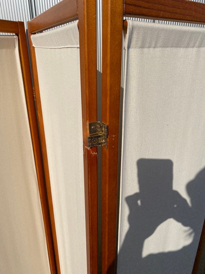 木製スクリーン帆布4連 高さ150cm パーテーション 衝立 間仕切り